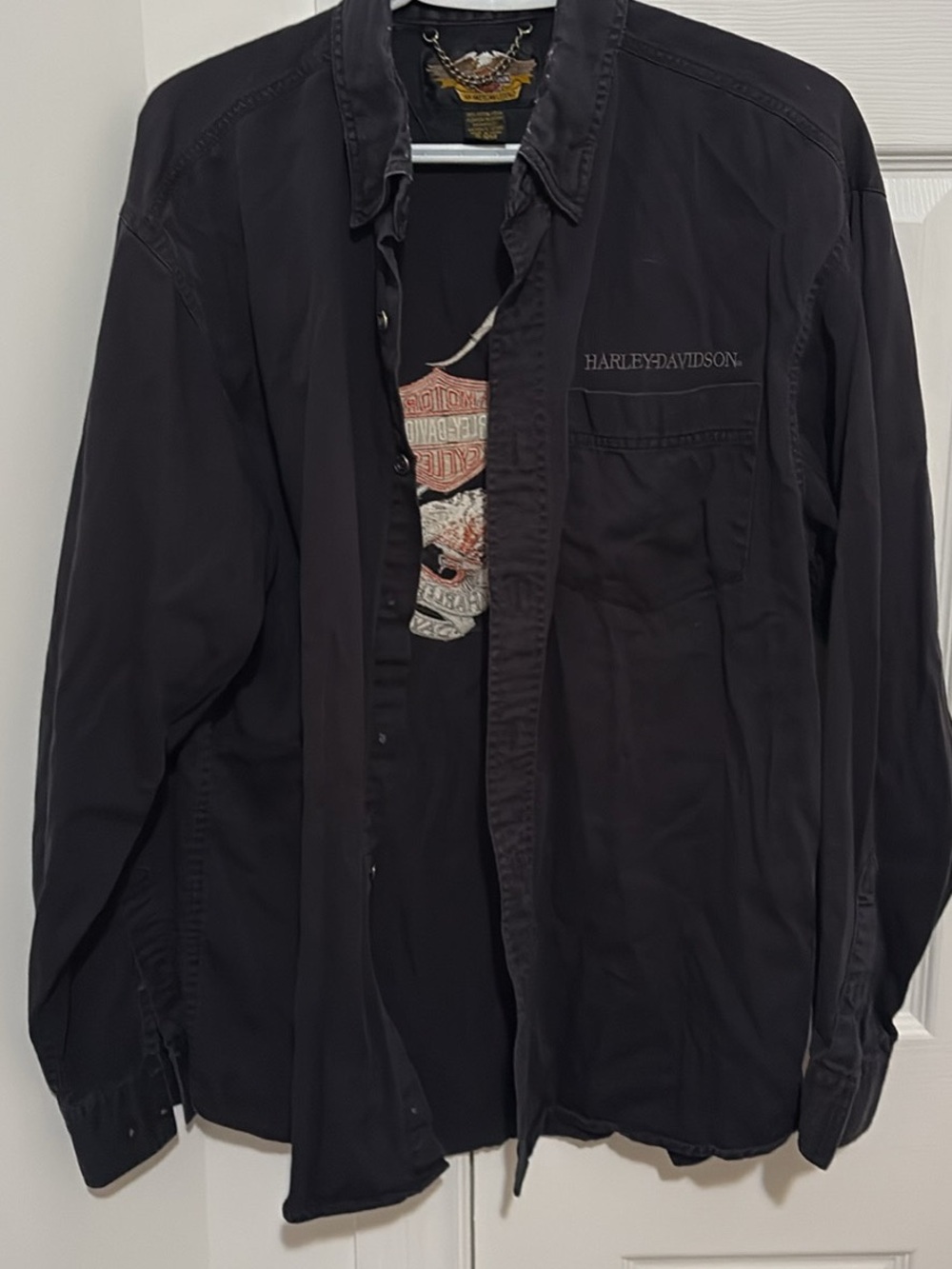Harley-Davidson Black Lightweight Button-Front Shirt Jacket